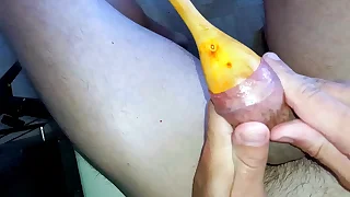 cumming clone with on the shelf big spoons inside my big foreskin. Fault with a spoon!