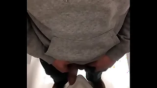 bathroom spy obese flannel peeing