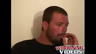 Hairy mature gay jerks off while smoking plus shoots his load