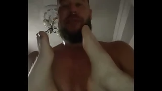 A Russian guy fucks a challenge increased by licks his feet