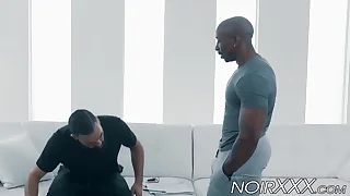 Muscular blackguardly gay ass destroys hunky whiskered uninspiring stud