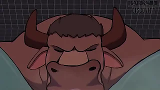 Bull giving a blowjob anent a serpent